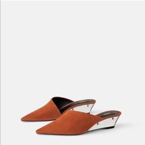 Zara Leather Mule Wedges size 8